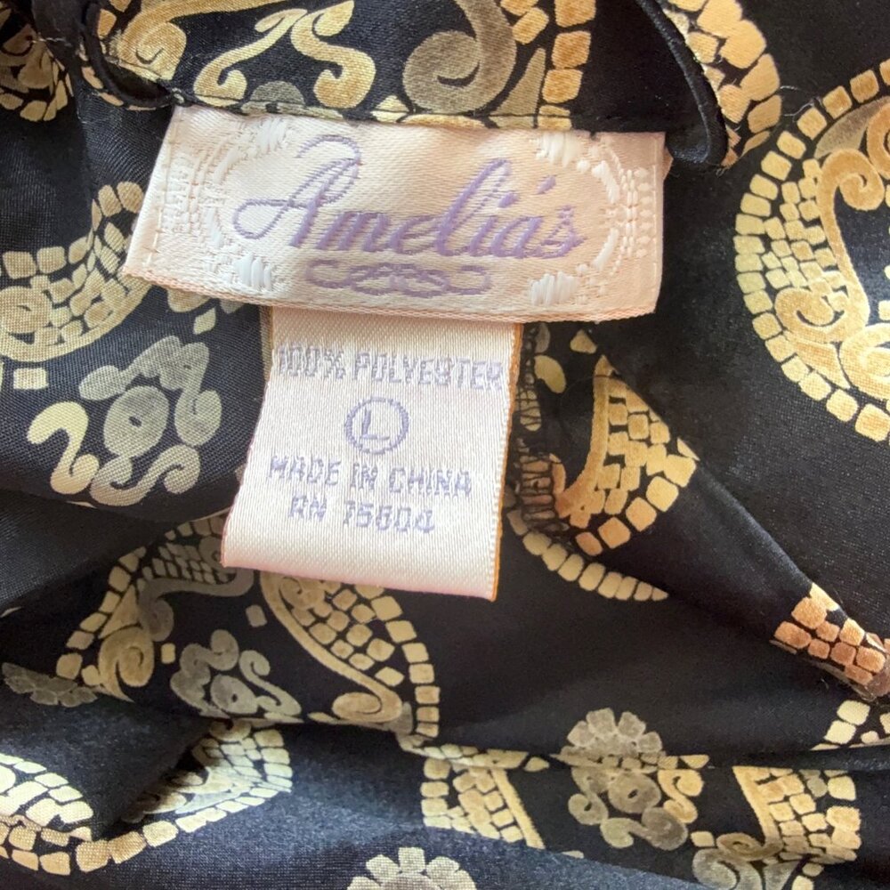 Amelia’s Black & Gold Medallion Nightshirt Size Large Button Front Nightdress - Picture 6 of 6